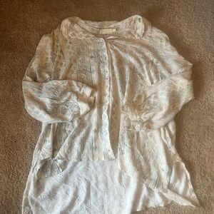 Millibon Cream and Blue Floral Blouse